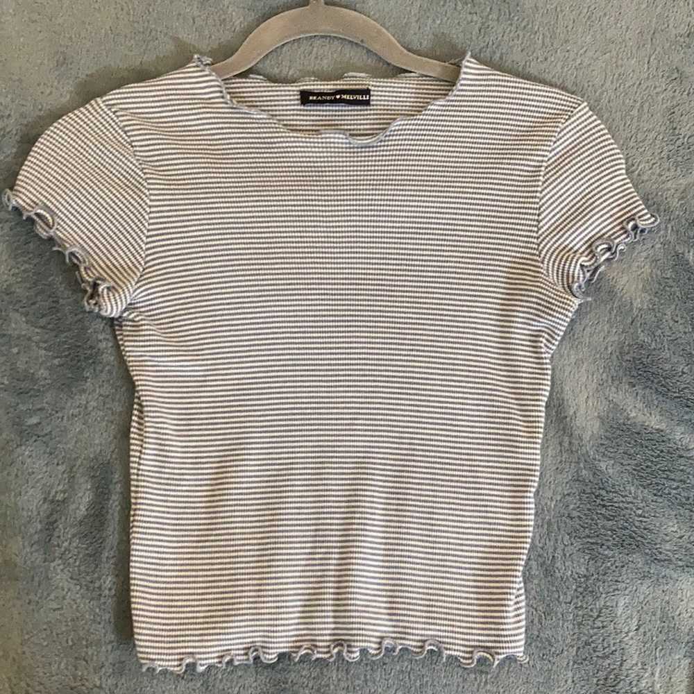 Short sleeve tee shirt - striped blue and white